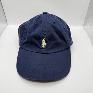 Polo Ralph Lauren Kids Navy Baseball Cap Adjustable Hat Yellow Pony Logo Classic
